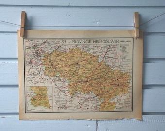 1941 Vintage Map of Belgium Hainaut Province