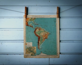 1910s Vintage South America Map