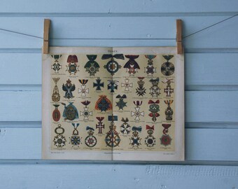 1890 Vintage Medals Chromolithograph Illustration