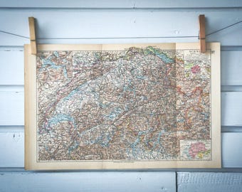 1931 Vintage Map of Switzerland