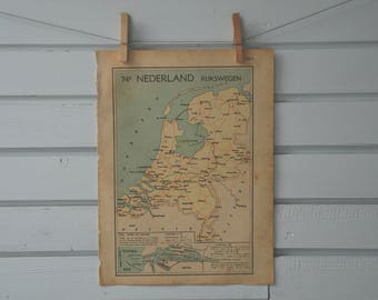 1941 Vintage Map of the Netherlands