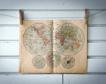 1924 Vintage World Map
