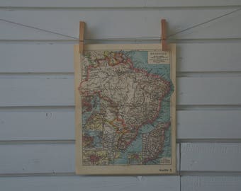 1938 Vintage Brazil Map