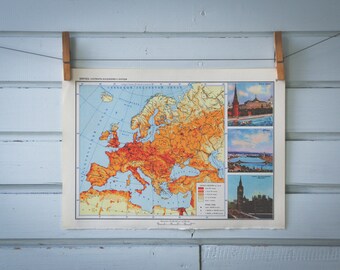 1967 Vintage Europe Population Map