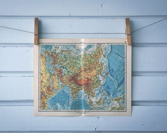 1965 Vintage Map of Asia