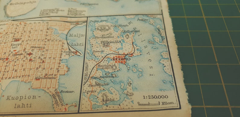 1912 Vintage Savonlinna & Kuopio Map image 4