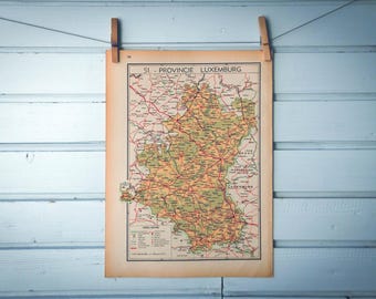 1941 Vintage Map of Luxembourg Province of Belgium