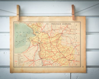 1941 Vintage Map of Dutch Overijssel Province