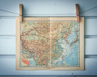 1956 Vintage Map of China