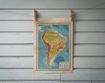 1946 Vintage South America Map