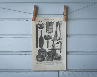 1907 Vintage Native American Art Lithograph Illustration