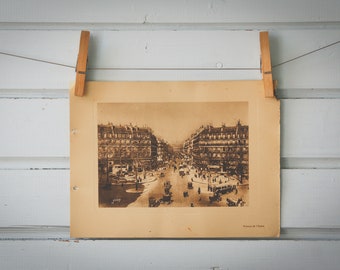 1910s Vintage Paris Avenue de l'Opéra Illustration