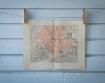 1907 Vintage Map of Athens