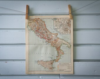 1907 Vintage Map of South Italy in Roman Times