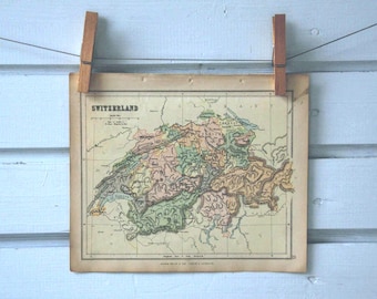 1896 Vintage Map of Switzerland