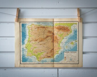 1950 Vintage Map of Spain