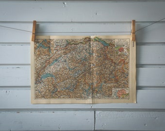 1936 Vintage Map of Switzerland