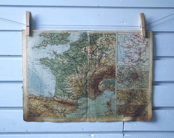 1930s Vintage Map of France
