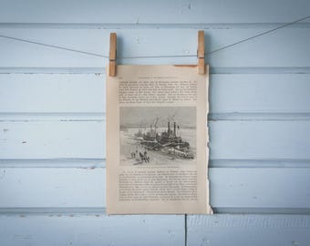 1897 Vintage New Orleans Quay Lithograph Illustration