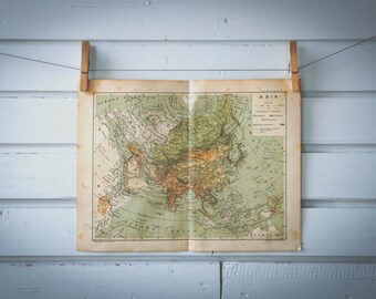 1928 Vintage Map of Asia