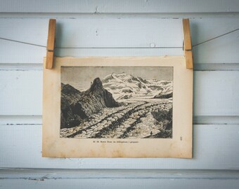 1888 Vintage Monte Rosa Lithograph Illustration