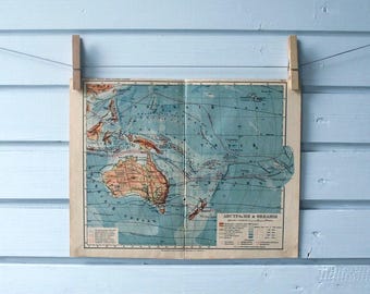 1912 Vintage Oceania Map
