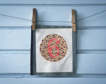 1960 Vintage Number 6 Ishihara Color Test Plate