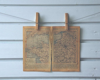 1920s Vintage Northwest France Map