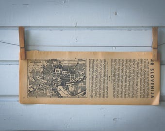 1956 Vintage Map of Ljubljana