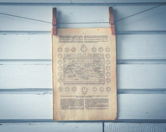 1916 Vintage World Time Zones Map