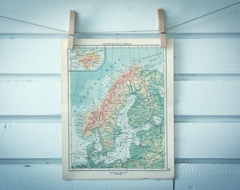 1959 Vintage Scandinavia Map