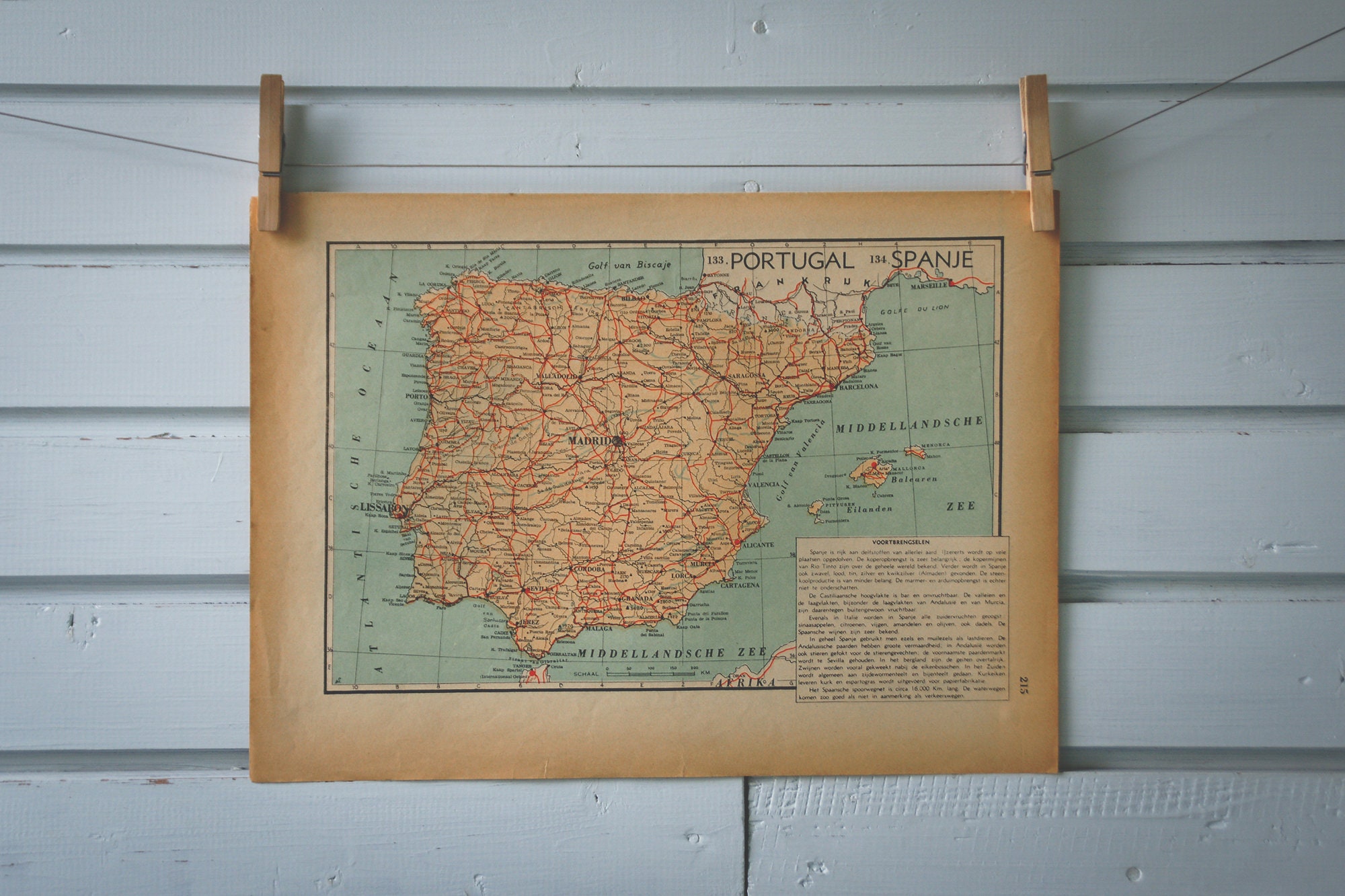 1941 Vintage Map of Spain