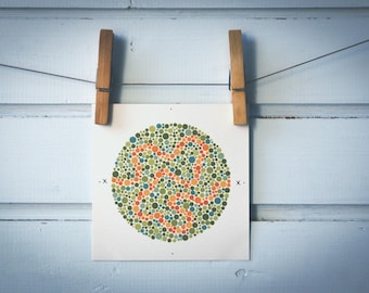 1986 Vintage Ishihara Color Test Plate