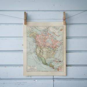 Carte de l'Amérique du Nord vintage 1907