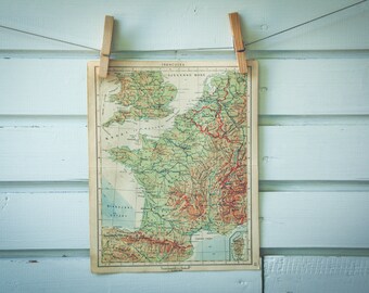1951 Vintage Map of France
