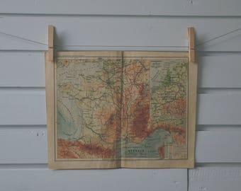 1912 Vintage Map of France
