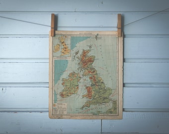 1910s Vintage Map of United Kingdom & Ireland