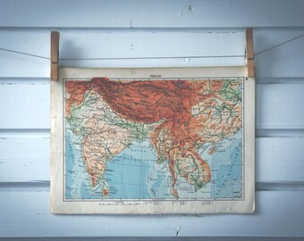1943 Vintage Map of India & Southeast Asia