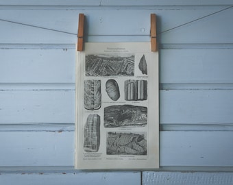 1907 Vintage Metamorphic Rocks Lithograph Illustration