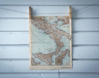 1936 Vintage South Italy Map