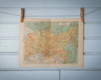 1937 Vintage Map of Siberia