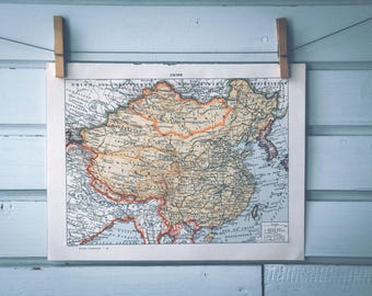 1924 Vintage Map of China