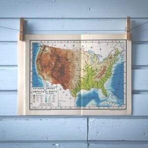 Carte des Etats-Unis vintage de 1946