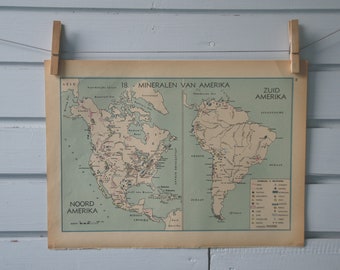 1941 Vintage Minerals Map of the Americas