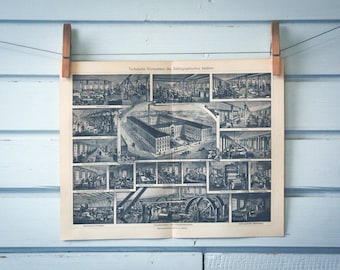 1907 Vintage Encyclopaedic Institute Lithograph Illustration