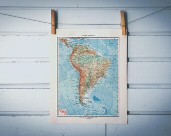 1967 Vintage South America Map