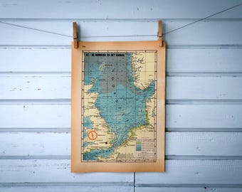 1941 Vintage North Sea Map