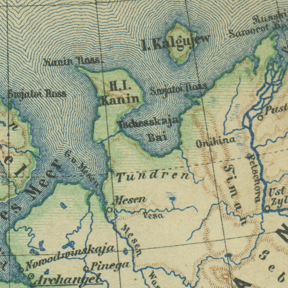 1890 Vintage Map of the Russia
