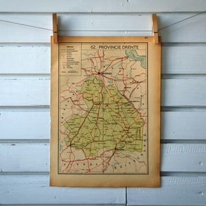 1941 carte vintage de la province de Drenthe aux Pays-Bas