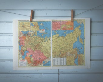 1957 Vintage Map of Russia